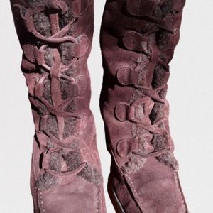 Brown Suede Wedge Boots